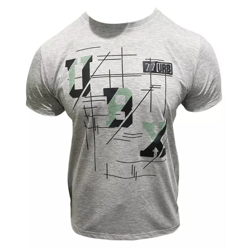NWT URBAN X 77 FASHION MEN'S GRAY CREW NECK SHORT SLEEVE T-SHIRT SIZE L XL